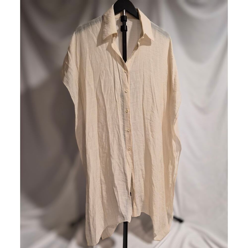 Comfy Luxe Cream‎ Gauze Button Up Kaftan Coverup One Size